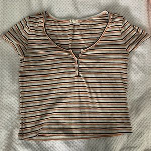 Garage ribbed short sleeve semi-cropped